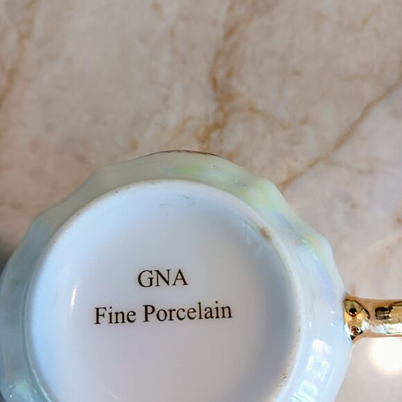 GNA Fine Porcelain Tea Cup 24k Hand Painted Victorian Iridescent Replacement - Picture 14 of 14